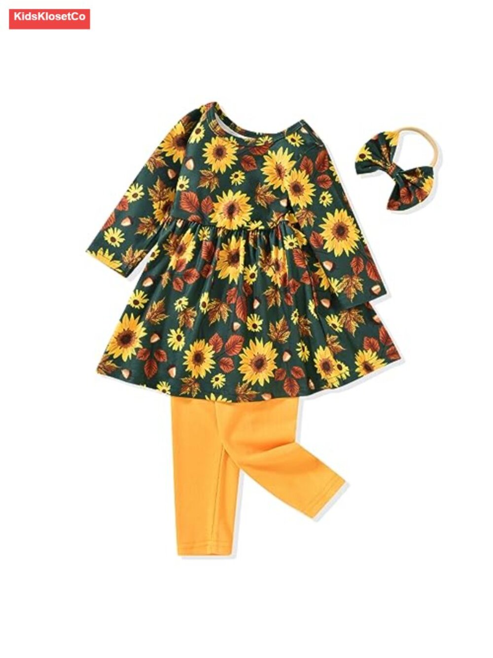 Toddler Girls Floral Tunic Outfit Fall Winter Cotton Blend Set